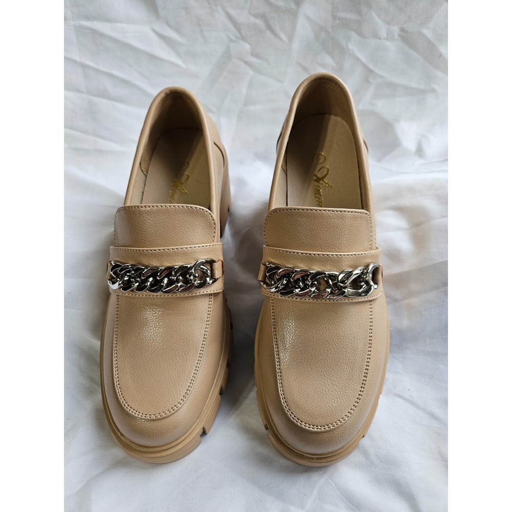 Athlefit Chunky Platform Loafers Stylish Slip On 2-1/2" Heel Dress Shoes Size 6